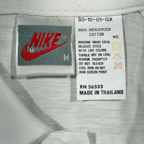 Nike Vintage 80S Grid Print Polo Shirt White Mercerized Cotton Rare Deadstock M - Picture 5 of 10